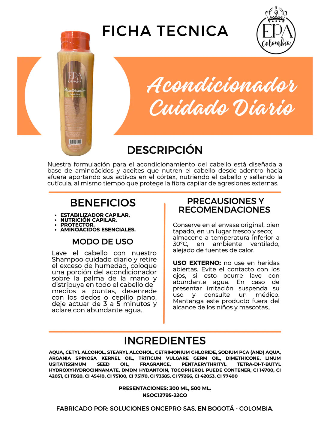 Acondicionador Kolors (Post Cuidado) - Hidratación BTX (naranja)